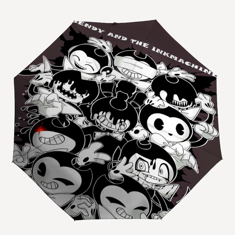 Bendy and the Ink Machine Theme Automatic Umbrella, Lightweight & Portable, 8 Rib, Perfect for Outdoor Travel, Birthdays, Christmas, Gifts.