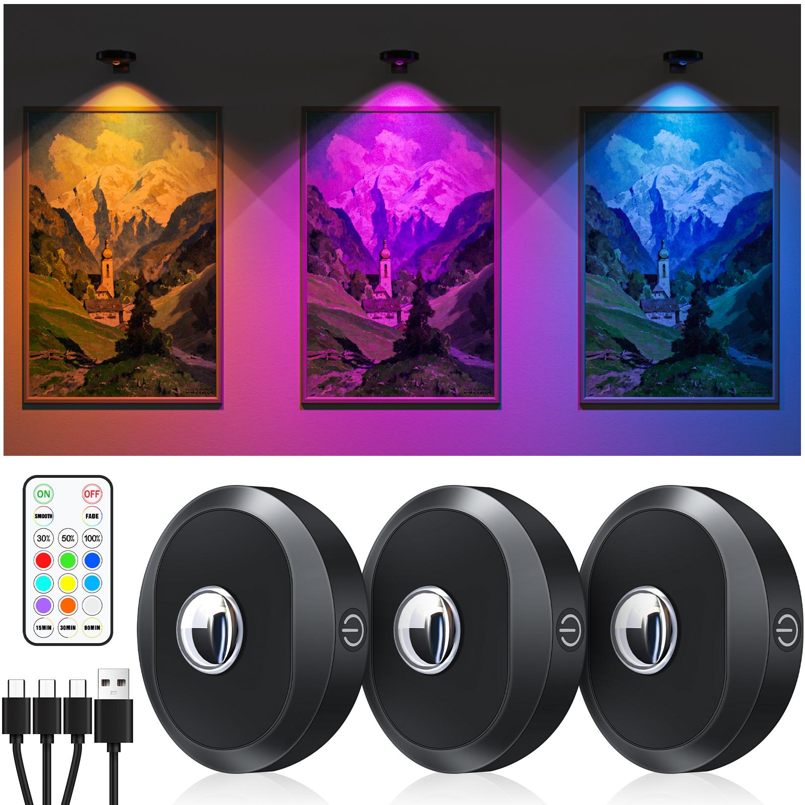 

WILLED Ночной светильник 3 шт. с пультом дистанционного управления 1200 мАч перезаряжаемый светильник-шайба с таймером наклейка на подсветку картин для настенного шкафа