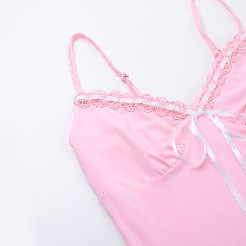Autumn Dress Small Fragrance Quality Sexy Slim Contrast Color Drawstring Slip Dress Women