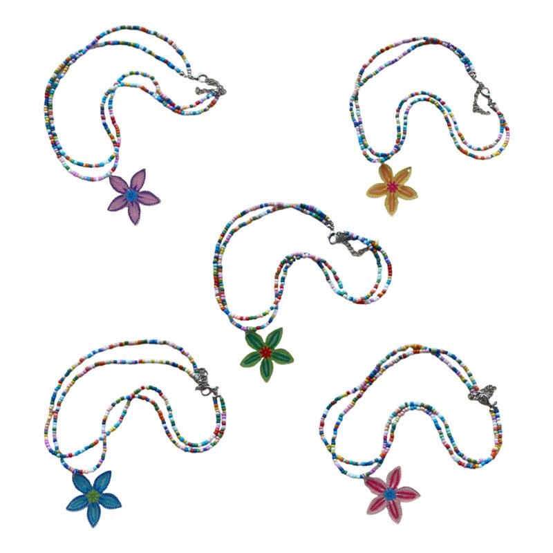 Double-layer Flower Beads Necklaces Chain Chokers Women Party Necklaces Party Jewelry Perfect Gift for Women Girls