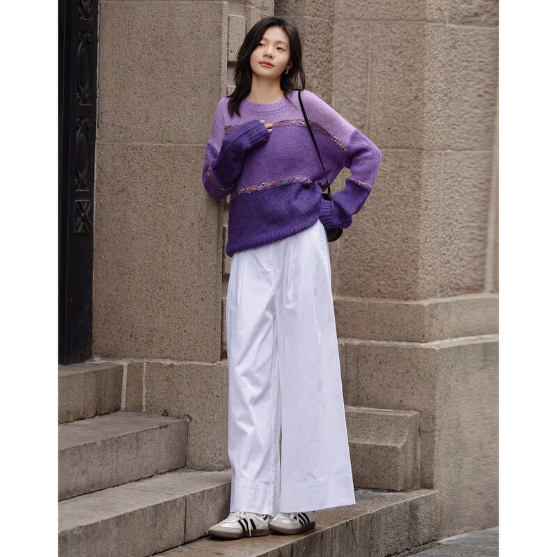 Women's Pure Cotton Pleated A-Line Wide-Leg Pants