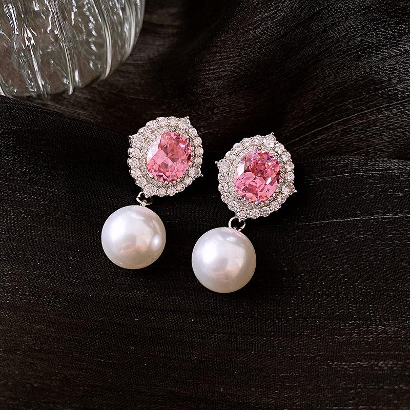 Silver Needle Pink Butterfly Zircon Cutout Stud Earrings - High-End Luxury Fashion Jewelry