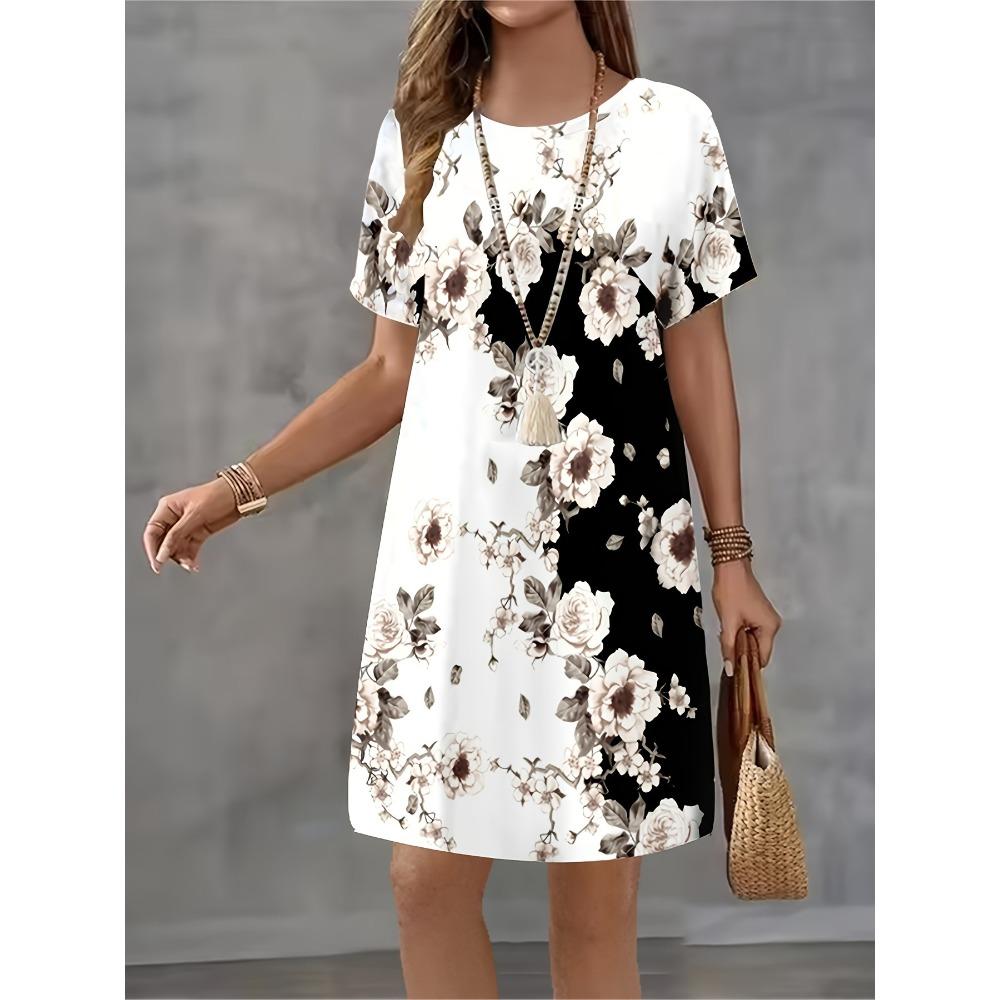 Summer T-shirt Dress Women Retro 3d Print Mini Dresses Comfortable Plus Size 8XL Beach Casual Breathable Soft Dress