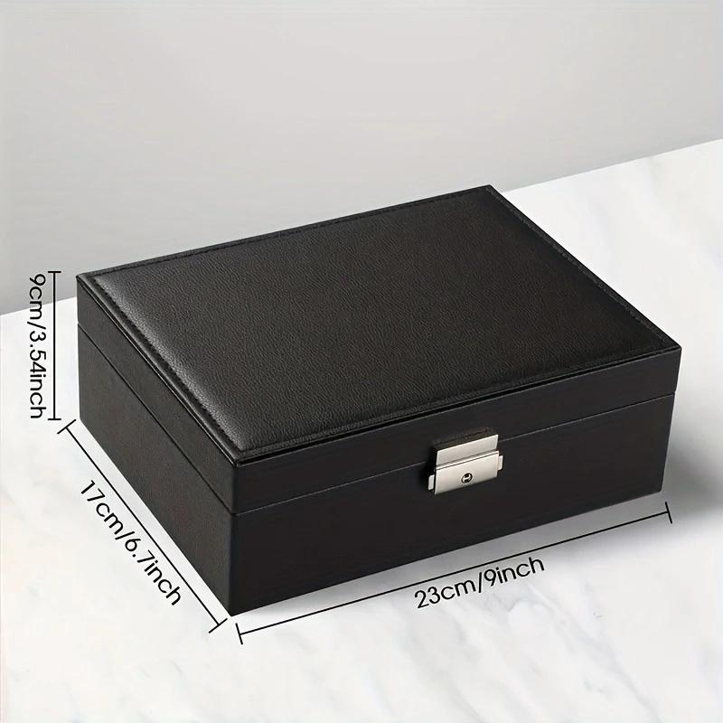 

1pc Simple Double-layer Jewelry Storage Box for Ring Necklace Storage with Lock Decoration Jewelry Packaging Jewelry Organizer чёрный