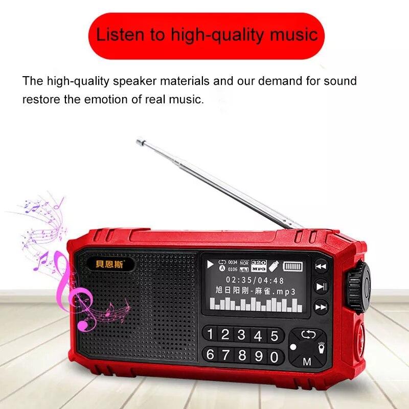 Multi-functional FM Radio Portable Bluetooth Speaker with LED Display Flashlight Support U Disk TF Card AUX Time Lyrics Display