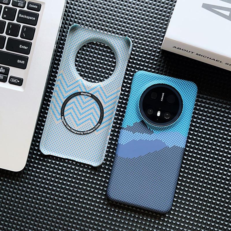 Carbon Fiber Kevlar Is Suitable for Huawei Mate70pro Mobile Phone Case Mate60pro Magnetic Protective Case P70pro.