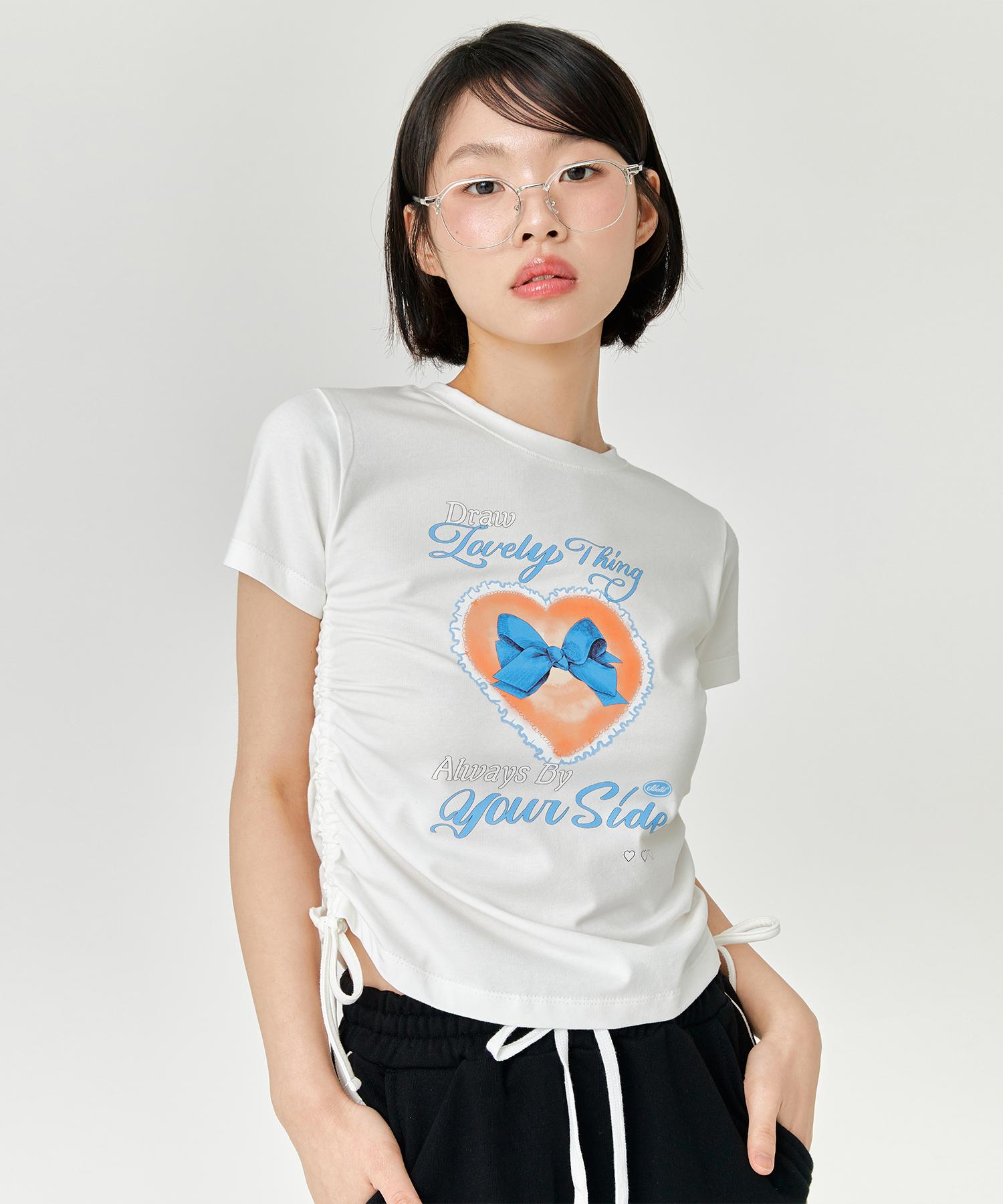 Adore Bell String Blue Lettering T-Shirt - White
