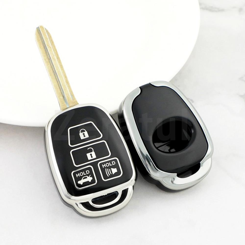 Fashion Tpu Silver Edge Car Key Shell Case Fob Cover For Toyota Rav4 Hiace Land Cruiser Aqua Ractis Corolla Vitz Accessories