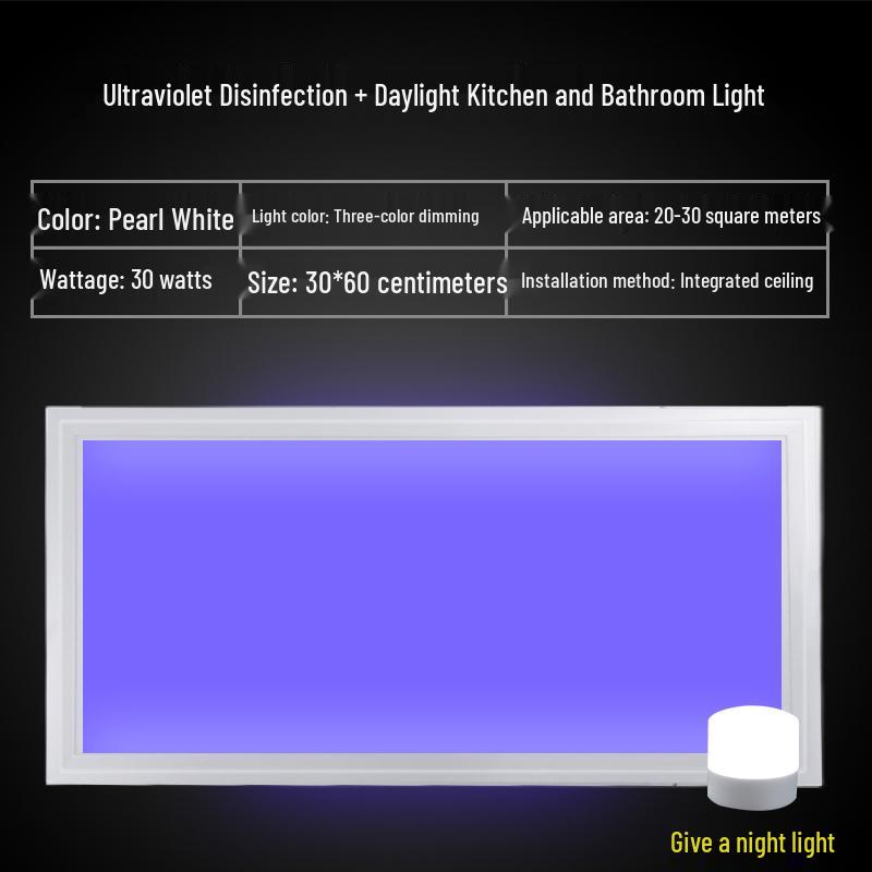 Ceiling-Mounted Ultraviolet Germicidal Panel Light for Bathroom & Kitchen