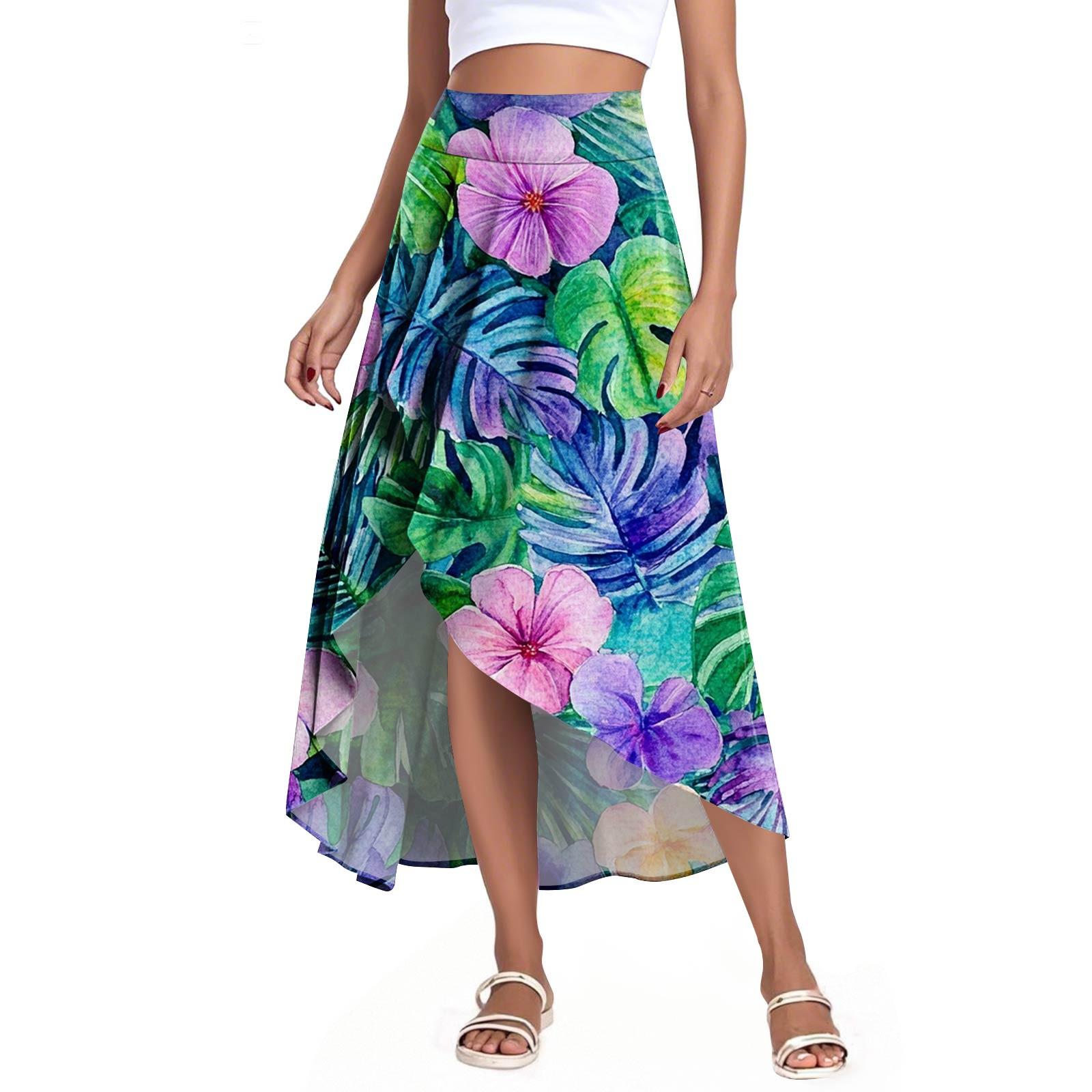 

Жіночі Модні Повсякденні Принтовані Шорти-Спідниця з Розрізом та Воланами з Високою Посадкою XXL фіолетовий