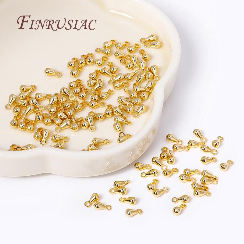 18K Gold Plated Brass Metal Water Drop Pendant End Beads For Tail Extender Chain DIY Jewelry Making Supplies Accessories