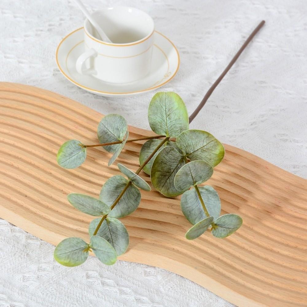 Plastic Artificial Eucalyptus Background Flower Silk Eucalyptus Leaf Fake Plants  Wedding Bouquet