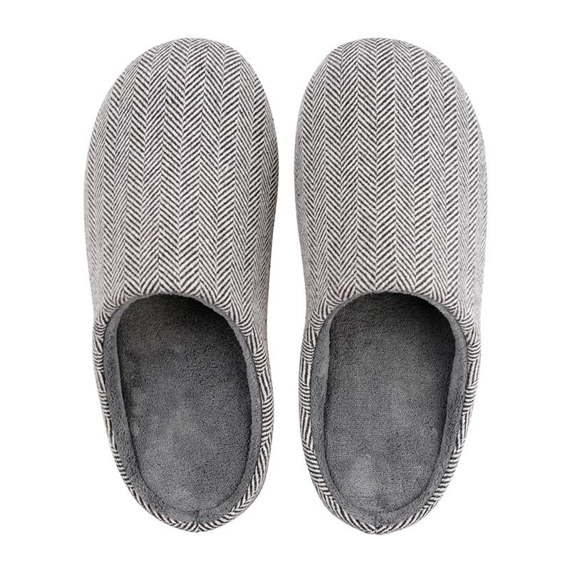 Japanese autumn and winter new plain home indoor wooden floor non-slip men and women couple wool warm cotton slippers