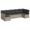 7 Piece Garden Sofa Set with Cushions Light Grey Poly Rattan