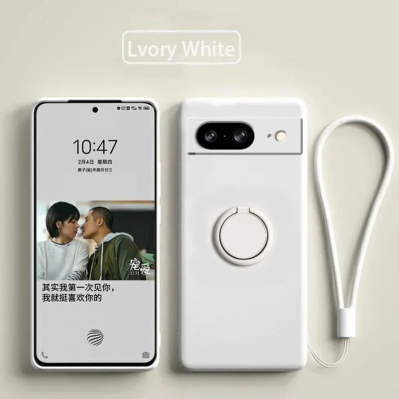 Case for Google Pixel 8 9 Finger Ring Stand Holder Slicone Cover for Pixel 9 Pro XL Solid Color Lens Protection Soft Phone Case
