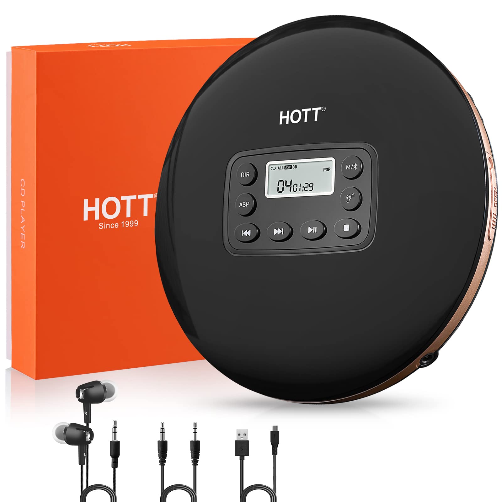 

Програвач компакт-дисків, сумісний із Bluetooth HOTT USB Перезаряджуваний програвач компакт-дисків 1000 мАг великої ємності Малий програвач компакт-дисків Портативний компактний 5EQ Функція ефекту Повторення