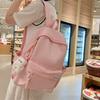 Schoolbag Fashion Korean Version Ins Backpack Female Junior High School Student Schoolbag College Style Large Capacity Solid Color Casual Backpack