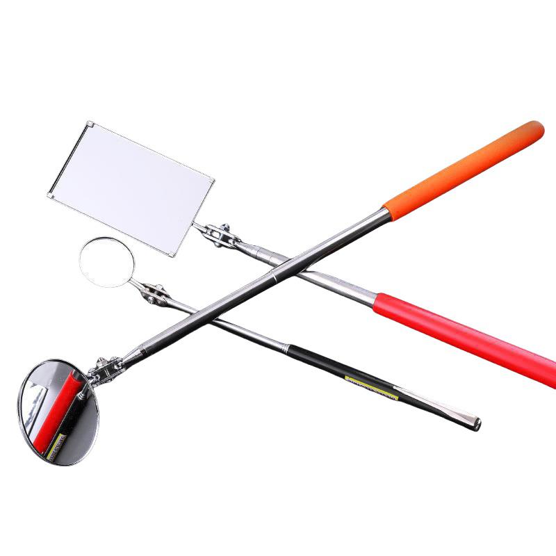 Square/Round 360 Degree Rotatable Angle Mirror Extendible Inspection Stainless Steel Mirror Automotive Repair Detection Tool