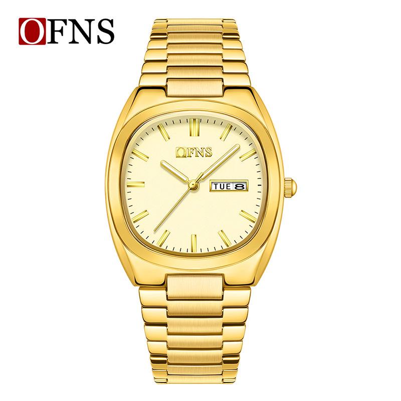OFNS Women s Luxury Quartz Watch - Crystal, Luminous, Double Calendar with Solid Steel Band