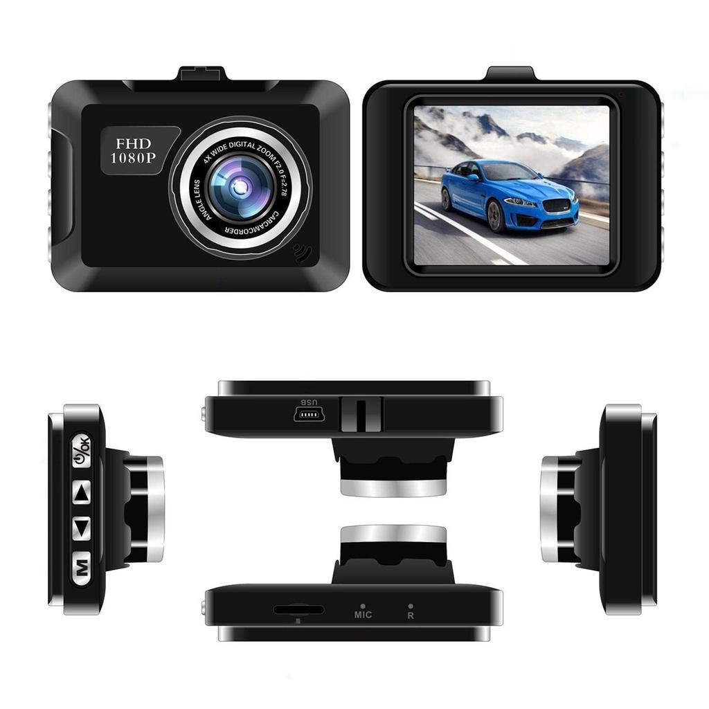 LckCryspho FHD 1080p Dash Camera Loop Recording, Night Vision Mode, 32GB SD Compatible, For Car Use, Black