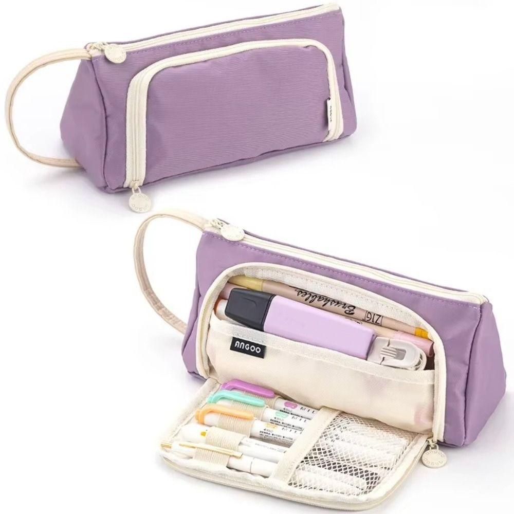 Oxford Cloth Pen Bag Double-layer Stationery Bag New Pen Box Students
