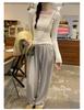 French Chic Lace Long Sleeve T-Shirt: Sweet, Cool, Spicy Collarbone Style, and Waist-Showing Korean Women's Autumn/Winter Top