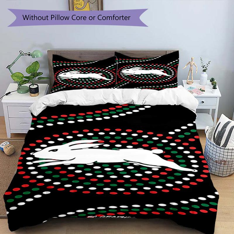 3-teiliges Bettbezug-Set (1 * Bettbezug + 2 * Kissenbezug, ohne Kern), South Sydney Rabbitohs Druck Bettwäsche Set, Schlafzimmer Dekor, Ganzjahres, Geburtstagsgeschenk