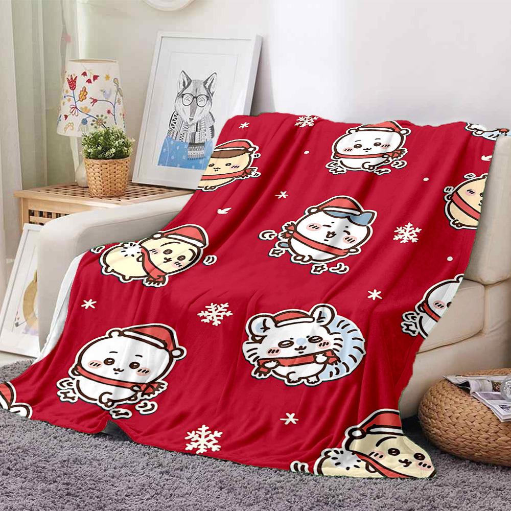 1pc Chiikawa Cozy Print Blanket Lightweight Warm Flannel Throw Blanket For Sofa, Bed, Living Room