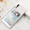 Marble Pattern Self-Adhesive Phone Card Holder with Strap Portable Spot Goods