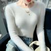 Women's Slim Fit Ribbed Wool Sweater - Round Neck, Versatile Autumn/Winter Base Layer