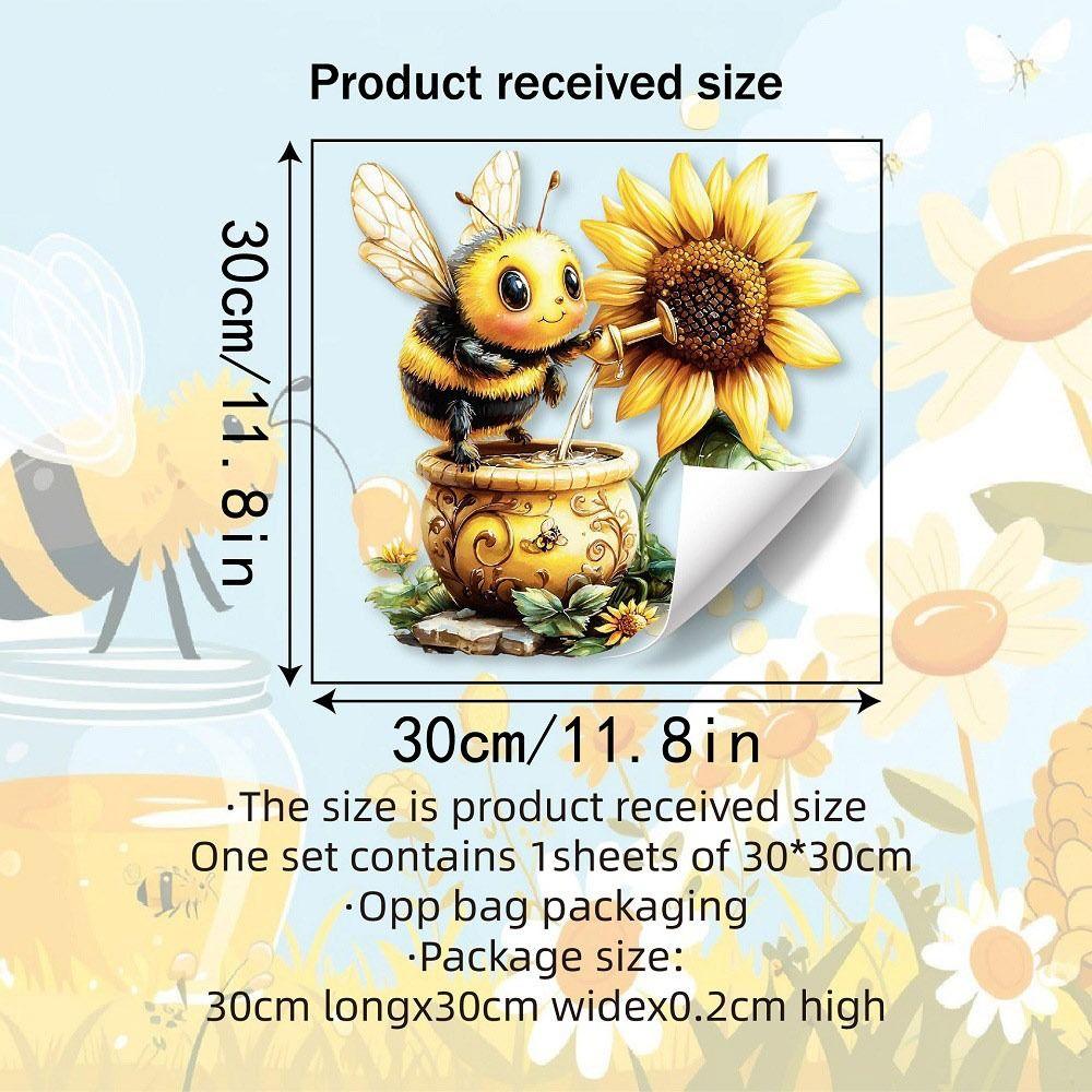 Cartoon Bee Sunflower Decorative Sticker Removable Waterproof Static Stickers Double Sides Reusable Electrostatic Decals