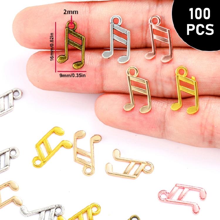 Pack of 100 Stylish Musical Note Pendants for Creative Accessory Jewelry Components Bracelet Necklace Accessories