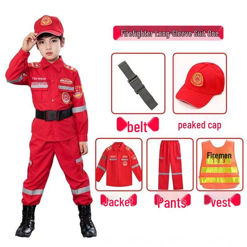 Kids' Firefighter Costume: Halloween Cosplay & Performance Set