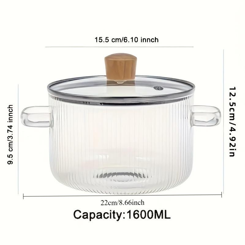 

Стеклянная кастрюля для супа с ручками с двойной изоляцией и крышкой, 54 унции, большой емкости, жаропрочная стеклянная посуда для домашней кухни белый
