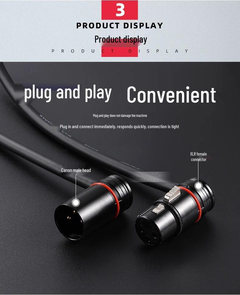 AVSSZ FX3 Gold-Plated XLR L-Shaped Microphone Cable, Short Male to Female Audio Connector