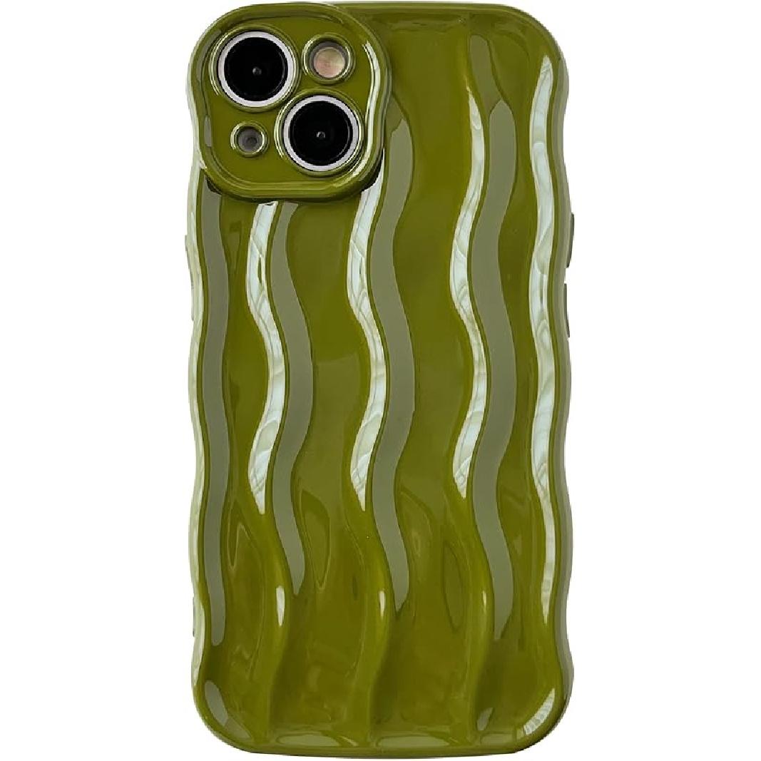 Caseative for iPhone 14 Case,Water Ripple Pattern Curly Wave Frame Soft Phone Case (White)
