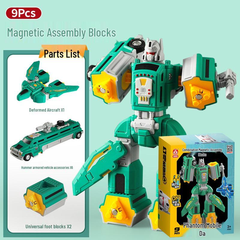 Children's Magnetic Transforming Robot Building Blocks Toy Set