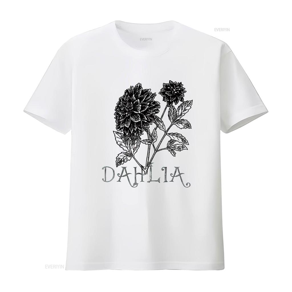 Dahlia Flower Garden Art T Shirt Kids Boys Girls White Small Vintage Washed Stylish Unisex Slightly Graphic Versatile Stretched