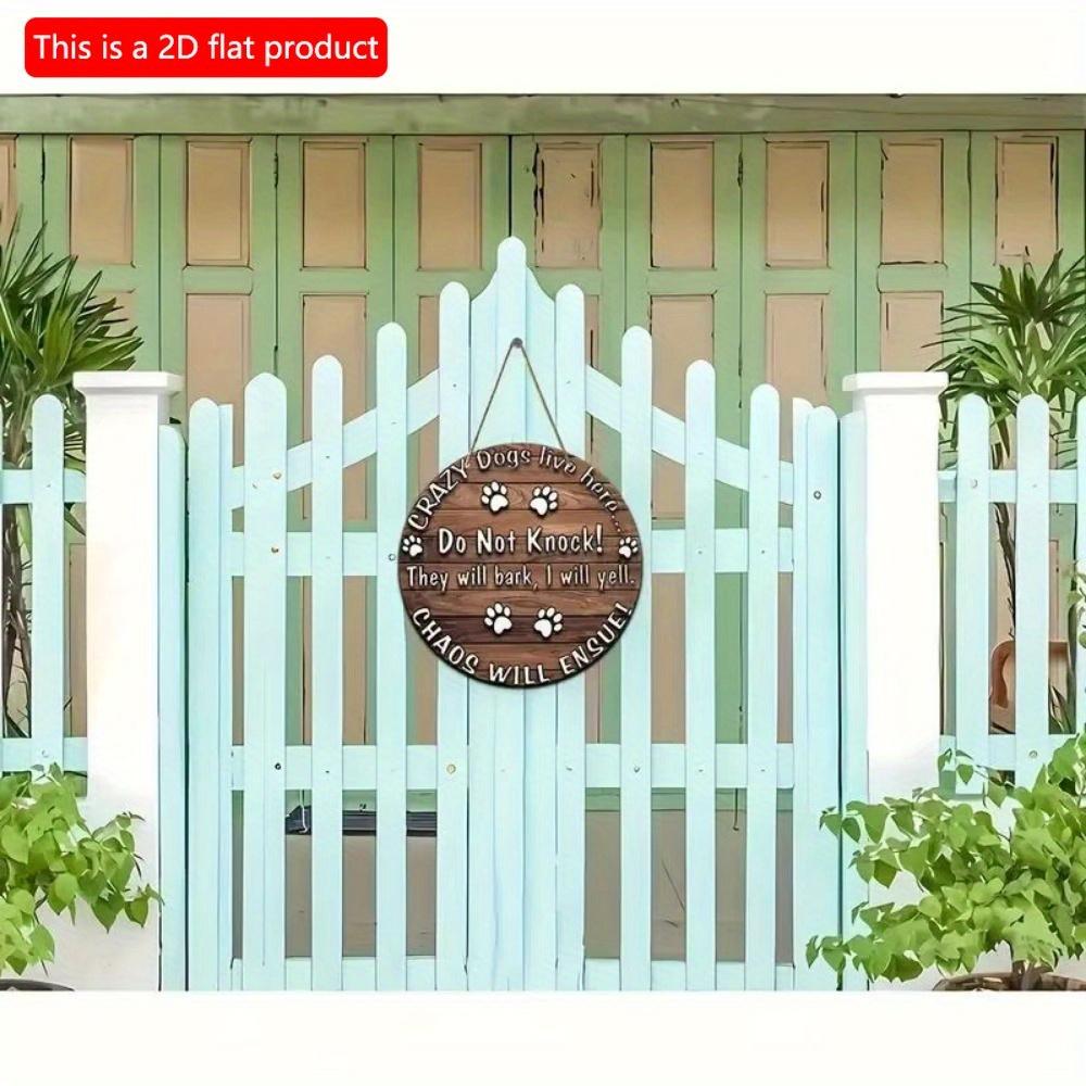 1 ks 2D ploché vintage dekorativní kulaté dřevěné cedule s motivem psa - 20 cm, cedule pro domácí mazlíčky, dřevěná cedule, cedule na přední dveře, bytové dekorace, zábavná závěsná dřevěná cedule na boudičku pro domácí mazlíčky