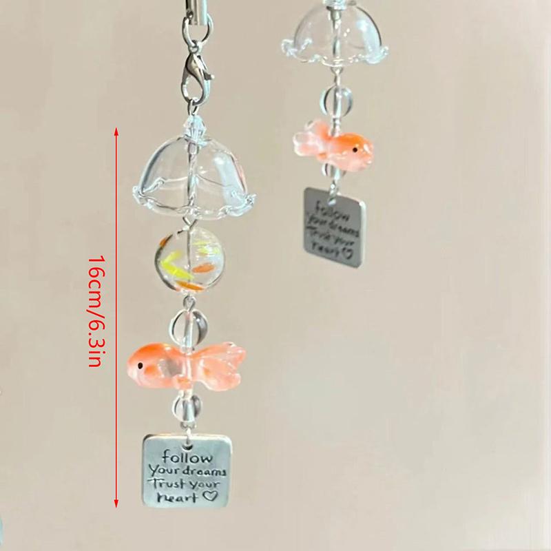 Colored Bead Phone Pendant Cute Kawaii Keychain Backpack Pendant Style Goldfish Pendant