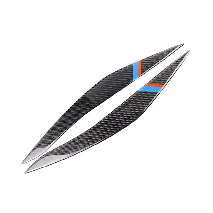 Carbon Fiber Auto Sticker Headlight Front Headlamp Eyebrows Eyelid Trim Strip Decoration For BMW F10 F18 2011-17 Car Accessories JI1