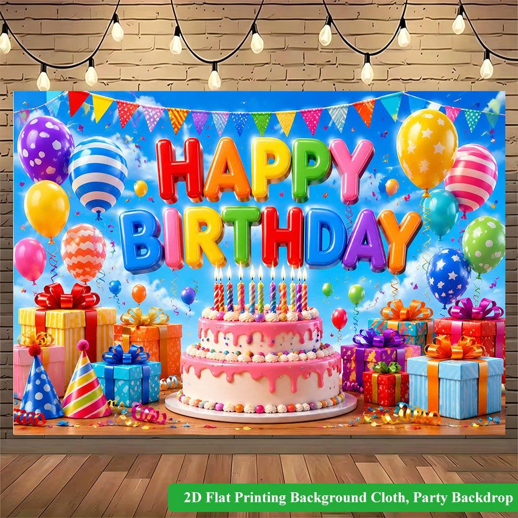 2D Flat Backdrop1pc Birthday Scene Colorful Backdrop Banner Polyester Wall Decor For Living Room Bedroom Office Outdoor Decor Party Holiday