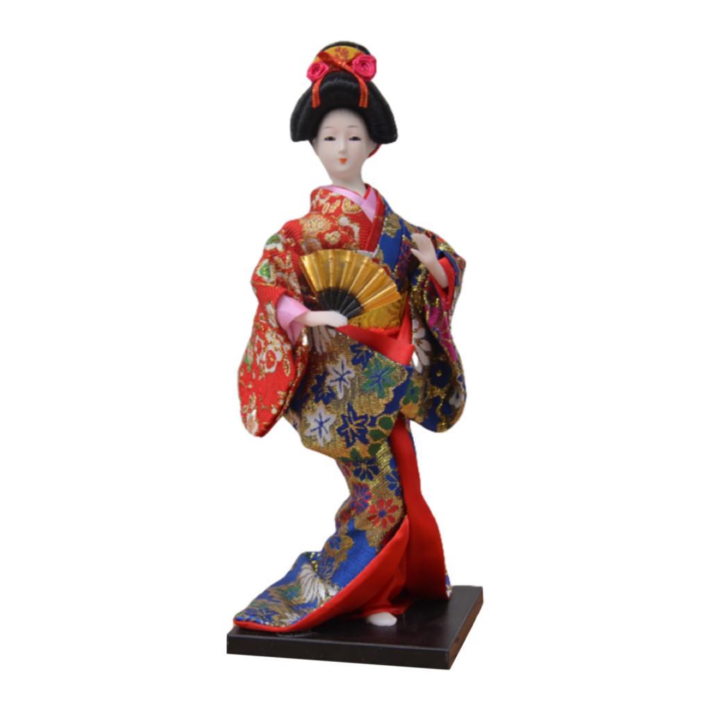 Japanese Geisha Oriental Doll Handmade Collectible Figurine Asian Geisha Doll Folk for Tabletop Decoration Kids Gift