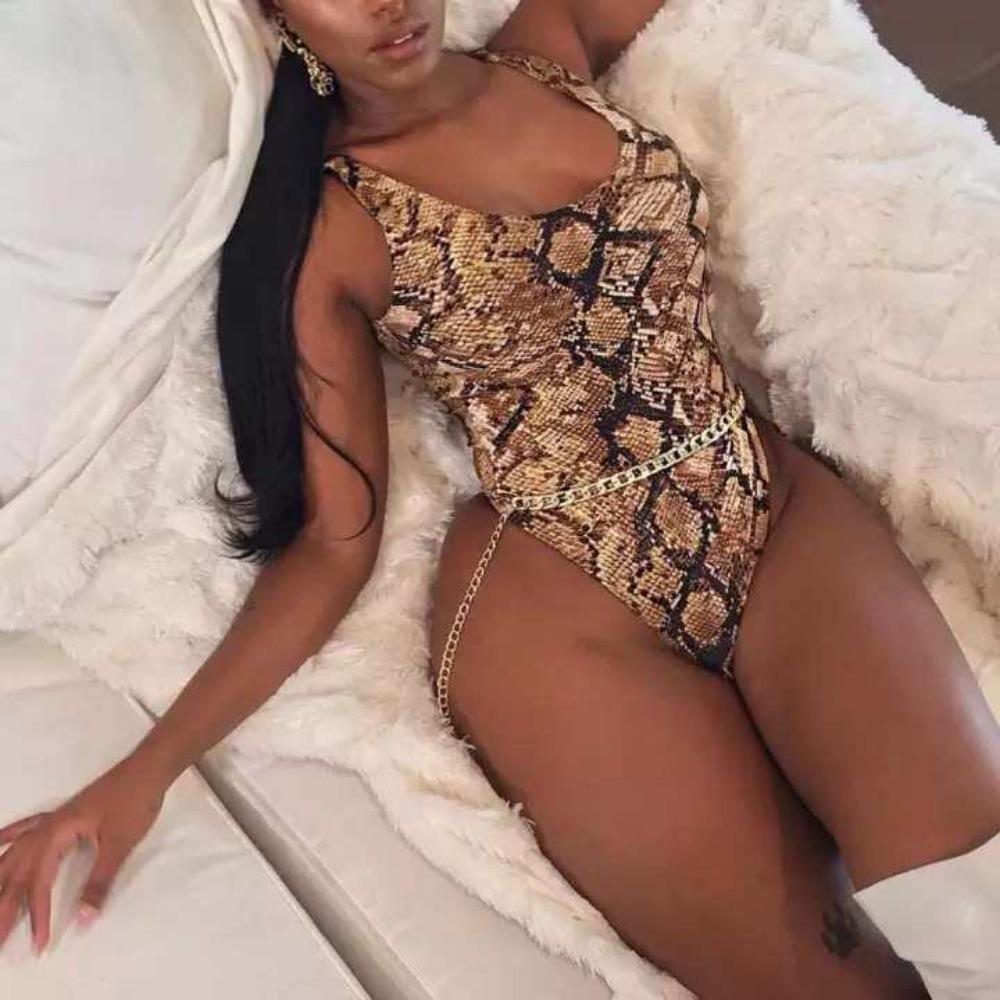 Swimwear Women's Snakeskin Tight-fitting One-piece Printed Sexy European and American Swimsuit
