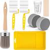 18pcs All-in-one Paint Brush Set Nitrile Gloves Mixing Sticks Painting Supplies Polish Sponge Block Mixing Cups