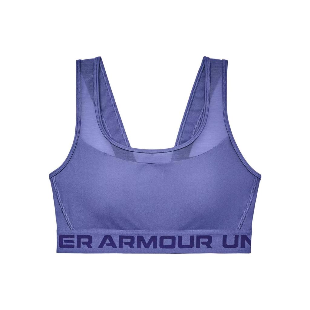 Under Armour Crossback Printed Letter Medium Support Sports Bra Women Underwear Carbon-Blue 1372761-561
