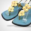 Used LOUIS VUITTON Strap Sandals Flower Leather Blue