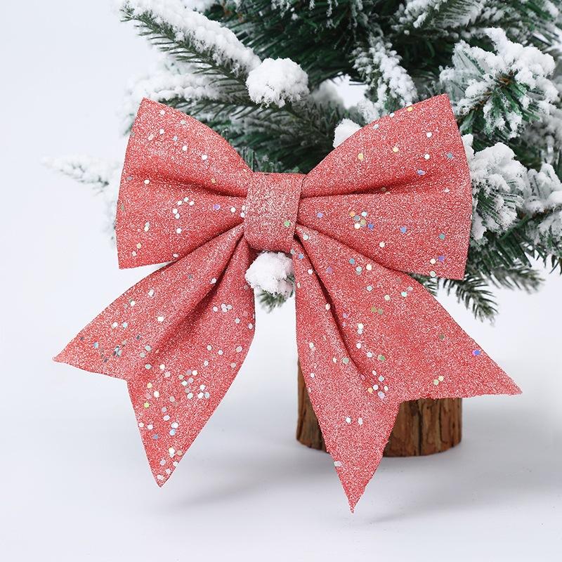 5PC Christmas Bows Hanging Decorations Gold Silver Bowknot for Christmas Tree Glitter Ornaments Pendant Xmas Gift Party Decor