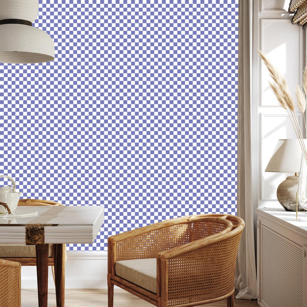 Checkerboard wallpaper blue, center blue for living room and bedroom 50x1000
