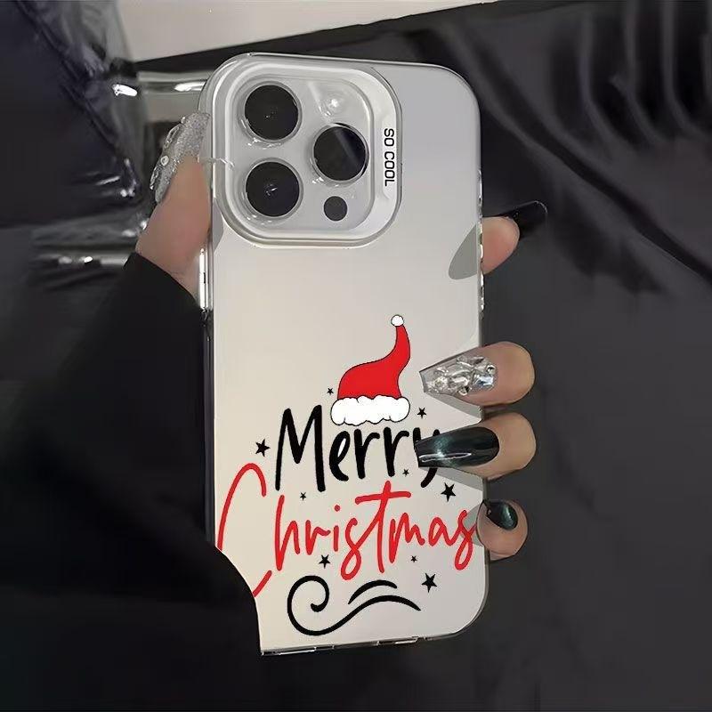 Tide brand Christmas hat is suitable for Apple 16 mobile phone case, colored silver iPhone13PRO Tide 15 anti-drop 14/xsmax